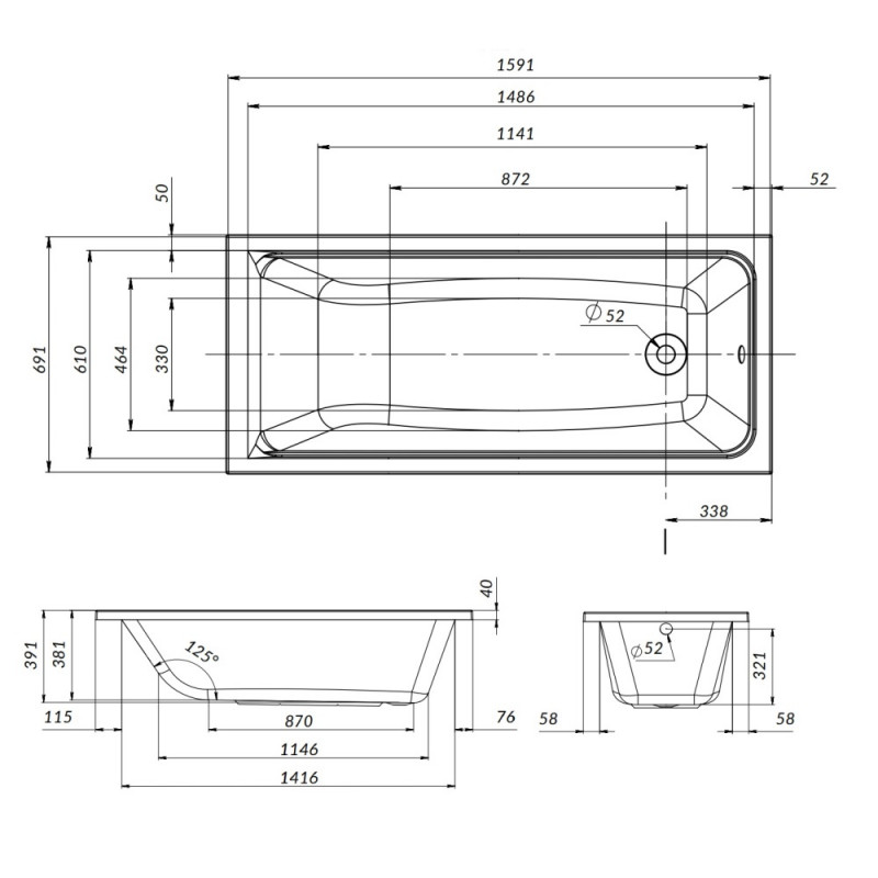 W90A-160-070W-P Gem, панель фронтальная для ванны А0 160х70 см, шт