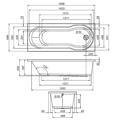 W88A-170-070W-R X-Joy, каркас в комплекте с монтажным набором 170х70 см, шт