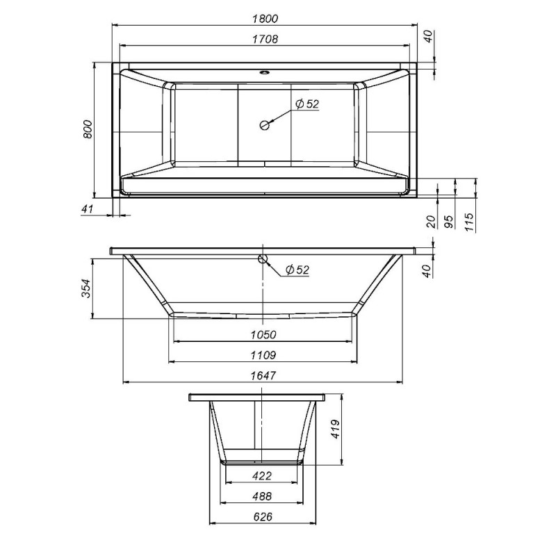 Каркас для ванны Am.pm Inspire 2.0 W52A-180-080W-R