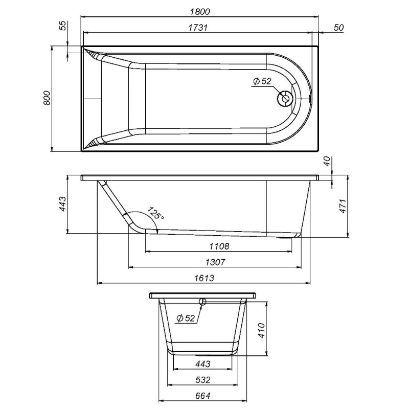 Каркас для ванны Am.pm Spirit W72A-180-080W-R2
