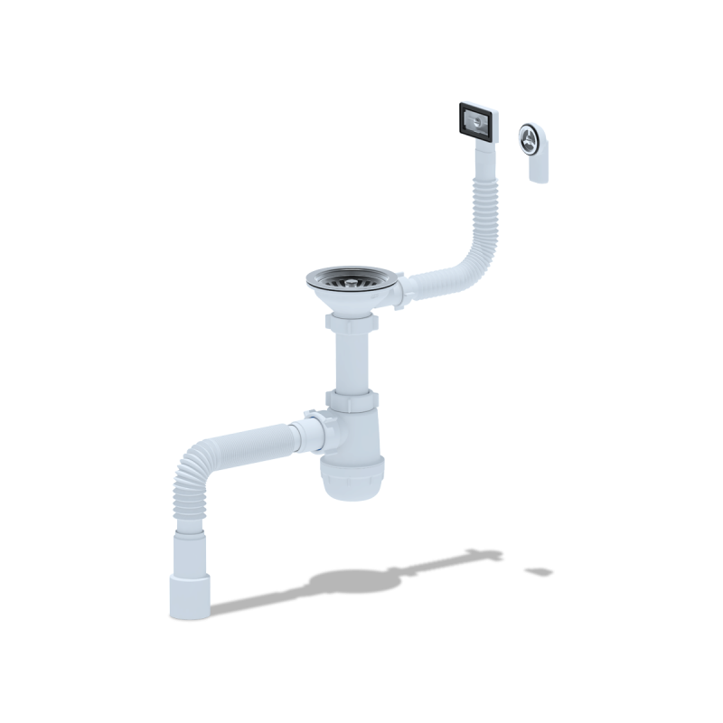 Сифон АНИ Грот A0145DIY 3 1/2"*40 с гибким и жестким переливом и гибкой трубой 40х40/50 мм