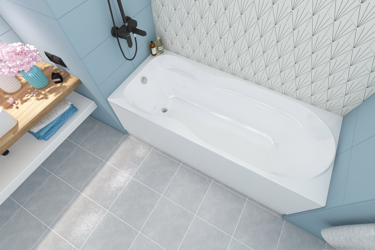 Акриловая прямоугольная ванна 180х80x43 см Comfort Maxi