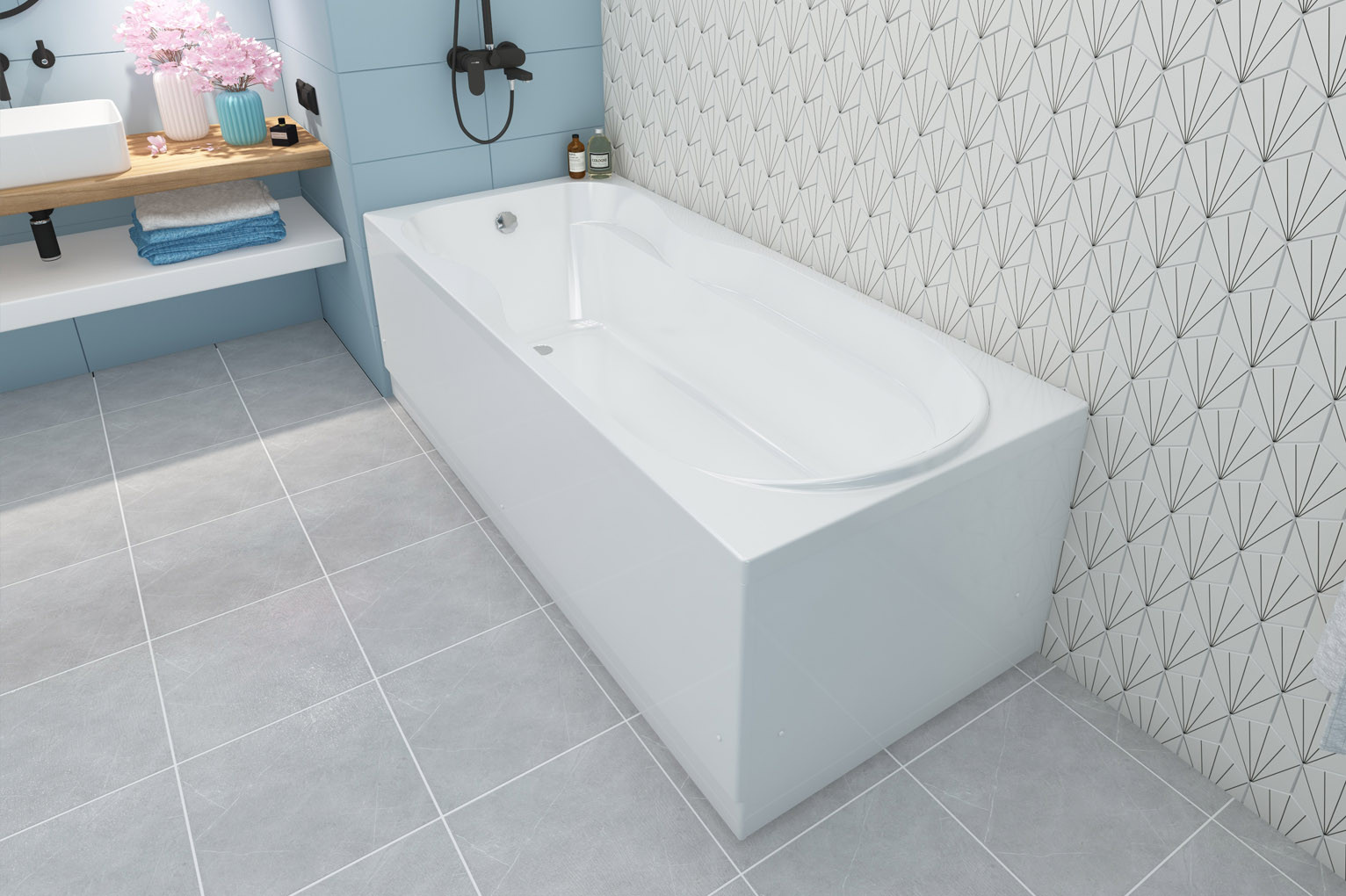 Акриловая прямоугольная ванна 180х80x43 см Comfort Maxi