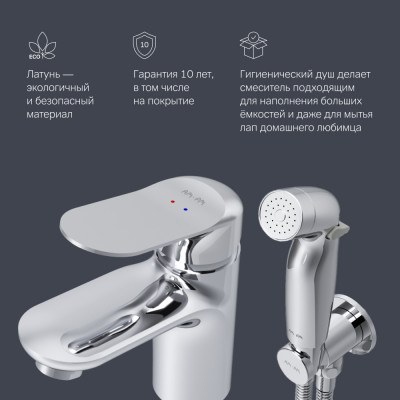Смеситель для раковины с гигиеническим душем AM.PM Sunny хром F85C03000