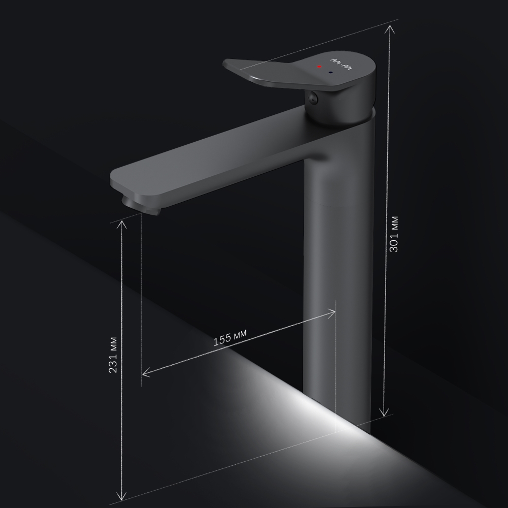 Смеситель для раковины черный Am.pm X-Joy F85A92022