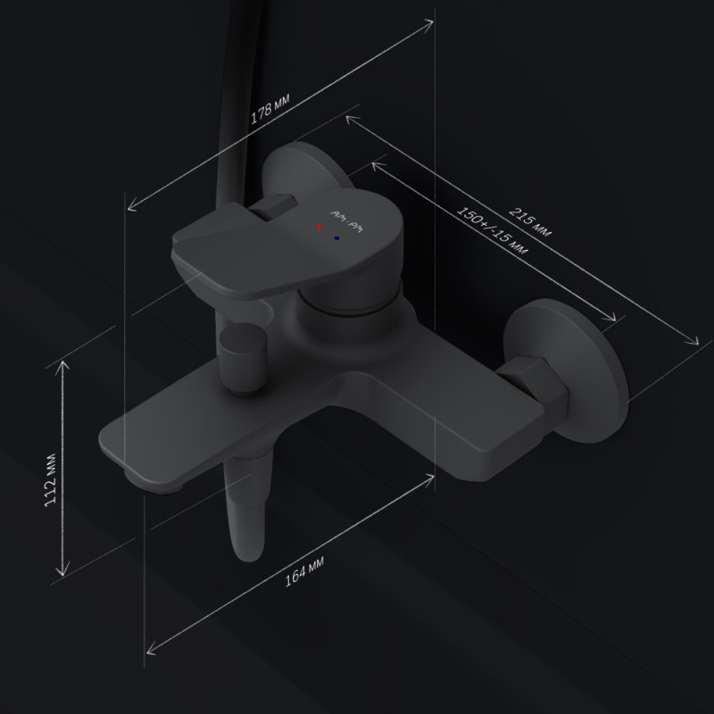 F85A10022 X-Joy, смеситель для ванна/душа, черный, шт.