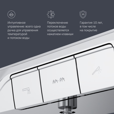 Смеситель для ванны и душа встраиваемый хром Am.Pm Func F8F10500