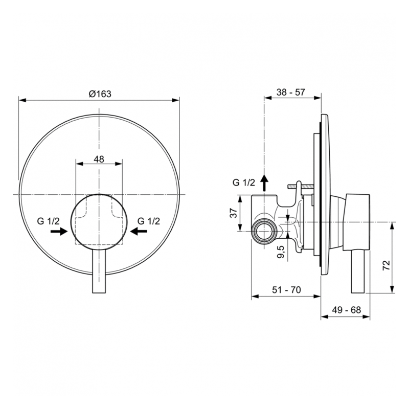Встраиваемый смеситель для душа Ideal Standard CERALINE A6940AA
