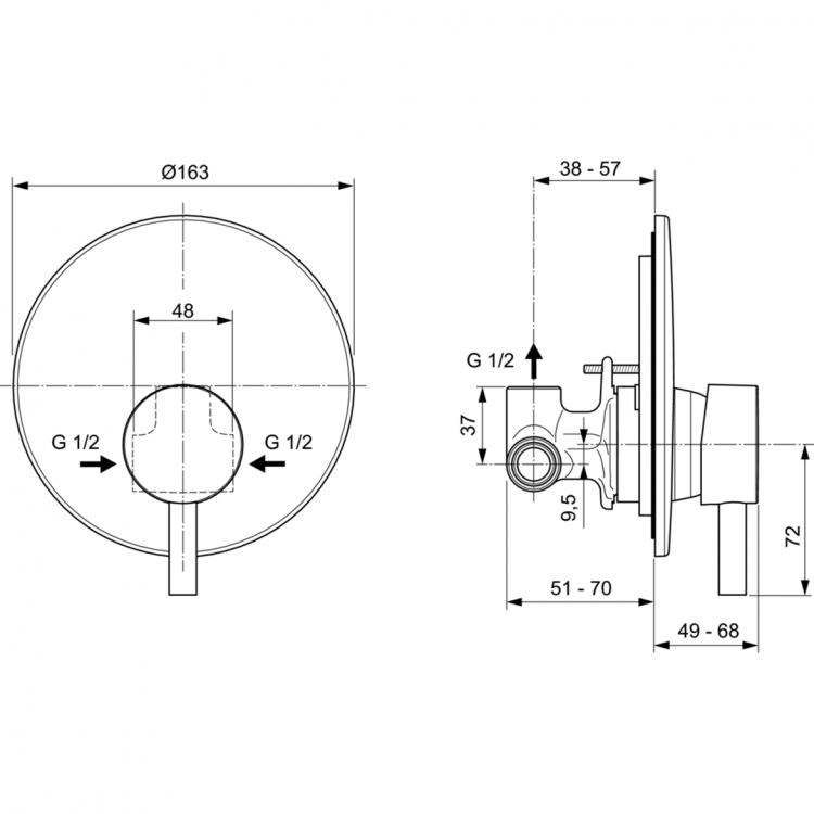Встраиваемый смеситель для душа Ideal Standard CERALINE A6940AA