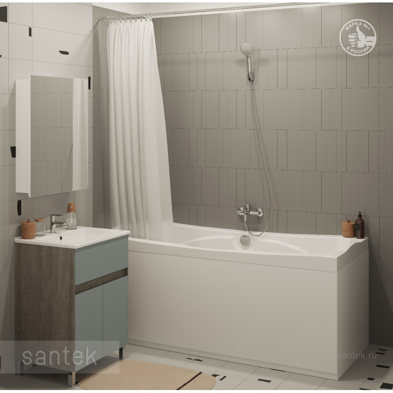 Акриловая ванна Santek Корсика 180х80 прямоугольная белая 1WH111981