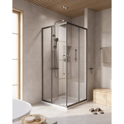 Душевой уголок без поддона цвет профиля оружейная сталь прозрачное стекло 90x90x200см Cezares RELAX-304-A-2-90-C-GM