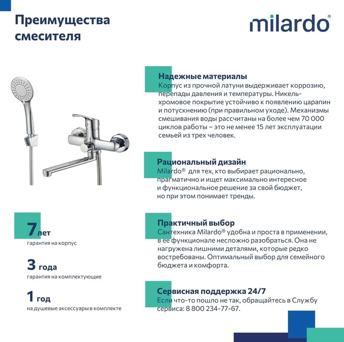Смеситель для ванны с изливом 173мм Milardo Sterm STESB02M02 хром