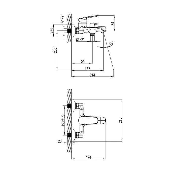 Смеситель для ванны Milardo Horizont HORSB02M02 хром