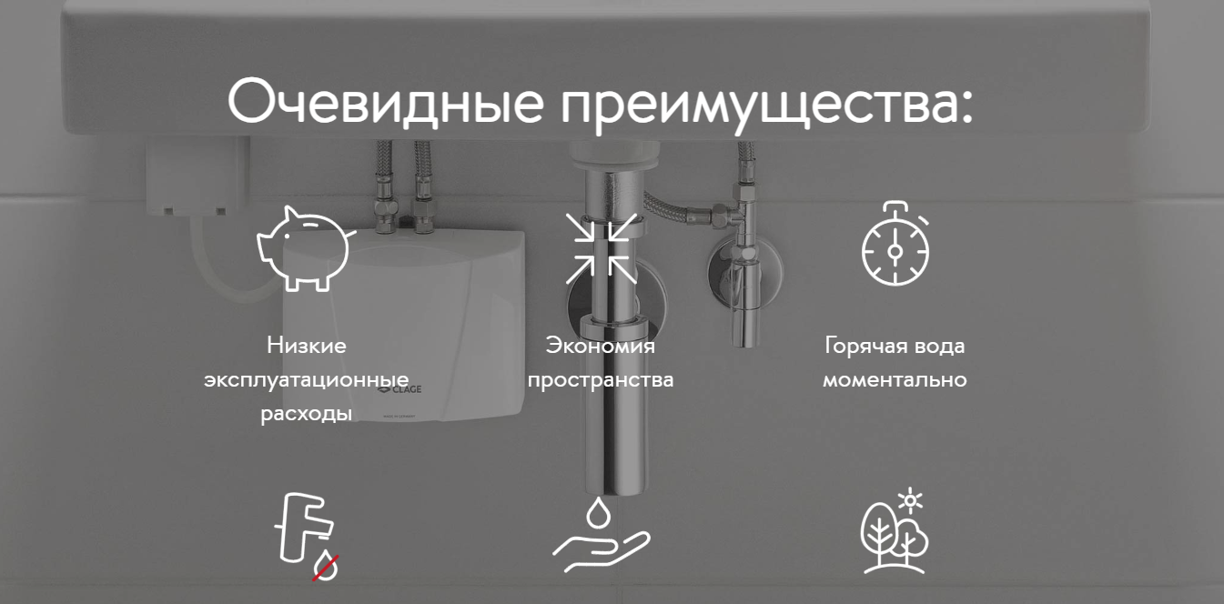 Проточный водонагреватель Clage E-mini MBH 7, 6.5 кВт, 400 В, 3ф.
