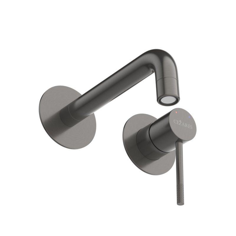 Смеситель для раковины встраиваемый оружейная сталь Cezares ELAX-BLI2-1-GM-W0