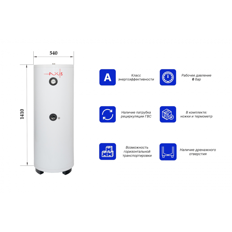 Водонагреватель косвенного нагрева AXIS THERM X 200 литров