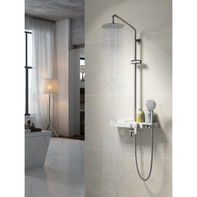 Система для ванны и душа со смесителем хром/белый Lemark Tropic LM7007C