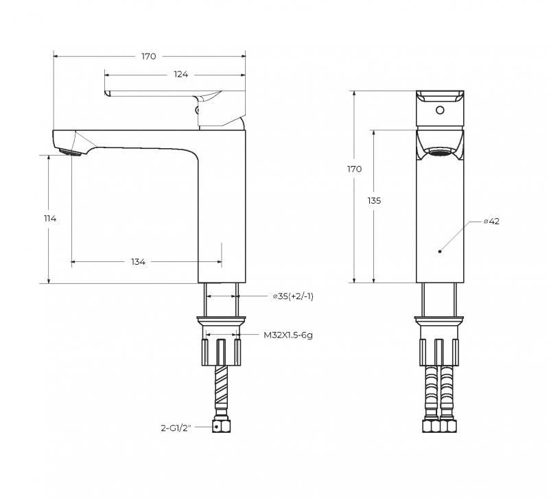 Смеситель для раковины черный Cezares STYLUS-LS-NOP
