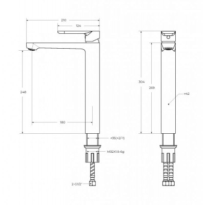 Смеситель для раковины высокий черный Cezares STYLUS-LC-NOP-W0