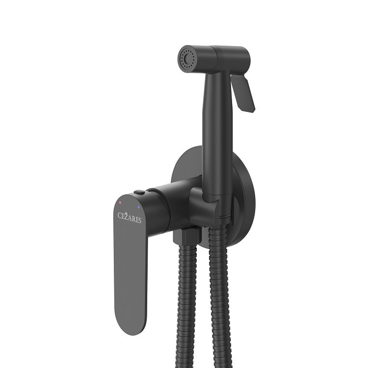 Гигиенический душ со смесителем и шлангом черный Cezares STYLUS-DIF-NOP