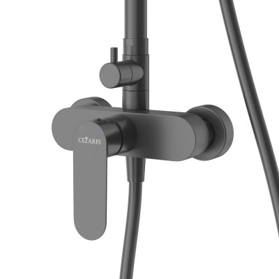 Душевая стойка со смесителем черная матовая Cezares STYLUS-CD-NOP