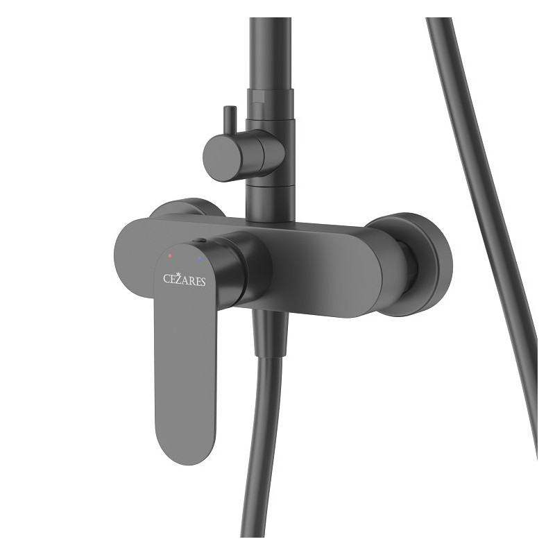 Душевая стойка со смесителем черная матовая Cezares STYLUS-CD-NOP