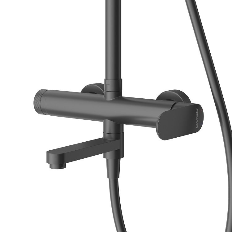 Душевая стойка со смесителем черная матовая Cezares STYLUS-CVD-NOP