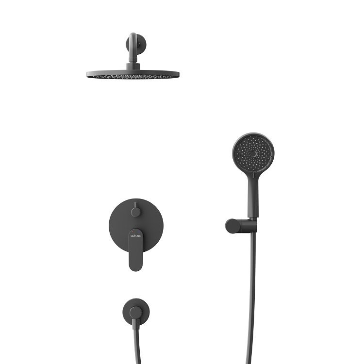 Душевой комплект со смесителем встраиваемый черный матовый Cezares STYLUS-DSET-NOP