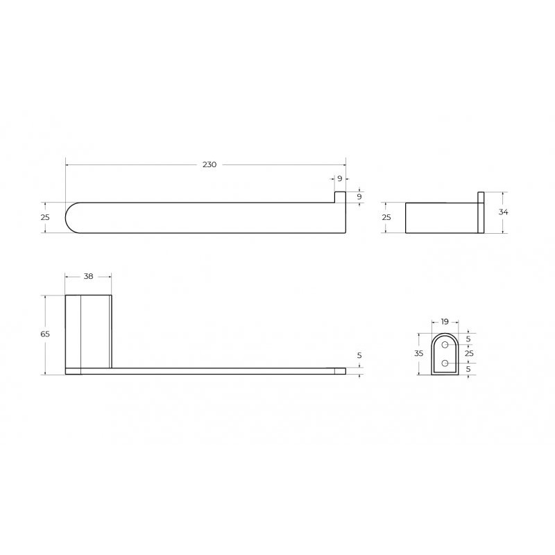 Полотенцедержатель настенный черный матовый Cezares STYLUS-TH02-NOP