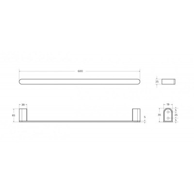 Полотенцедержатель штанга 60см брашированное золото Cezares STYLUS-TH-60-BORO