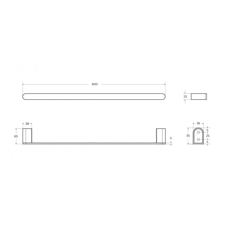 Полотенцедержатель штанга 60см черный матовый Cezares STYLUS-TH-60-NOP