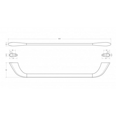 Полотенцедержатель штанга 60см хром Cezares LINER-TH-60-01