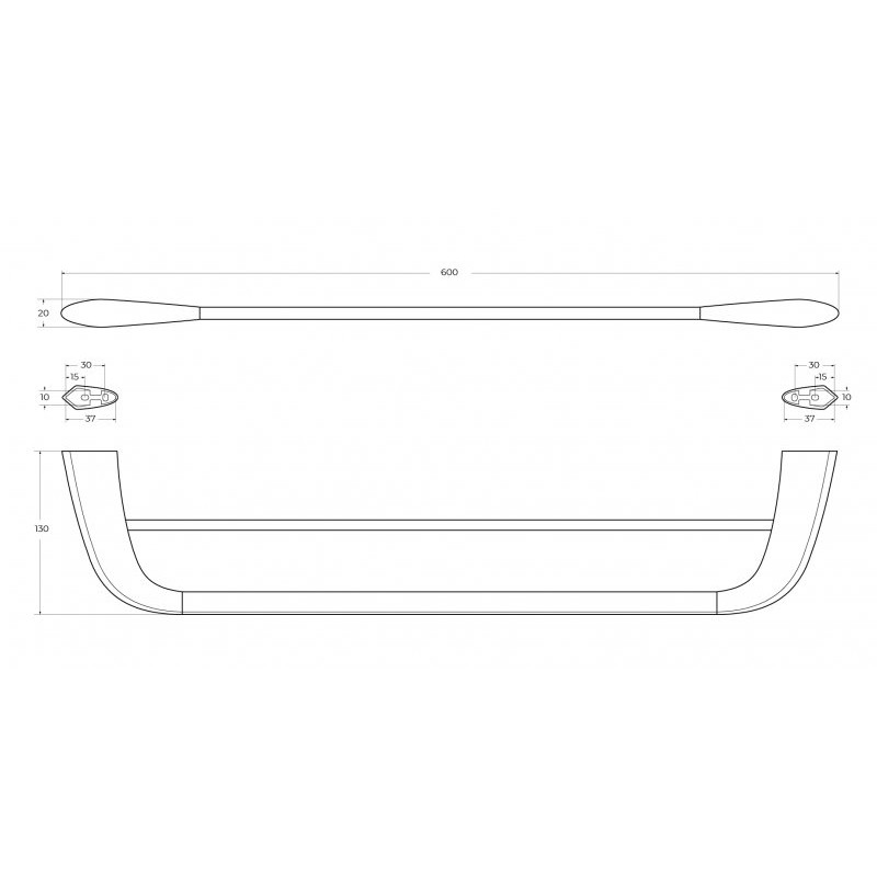 Полотенцедержатель двойной штанга 60см хром Cezares LINER-THD-60-01