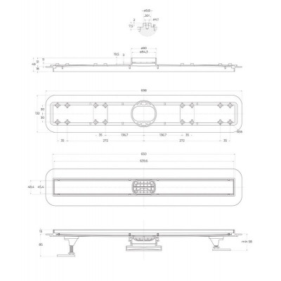 Трап для душа линейный 70 см хром Belbagano LUCE BB-LD-LUCE-70-CR