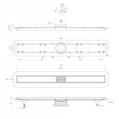 Трап для душа линейный 80см белый Belbagano LUCE BB-LD-LUCE-80-BIANCO