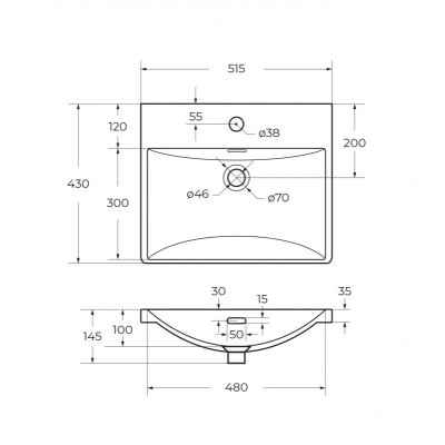 Раковина керамическая 51х43см белая Belbagno BB-8076-3-50