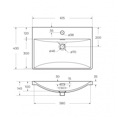 Раковина керамическая 61х43см белая Belbagno BB-8076-3-60