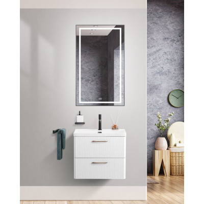 Тумба под раковину подвесная 60см белая глянцевая Belbagno DUE-600-2C-SO-BL-P