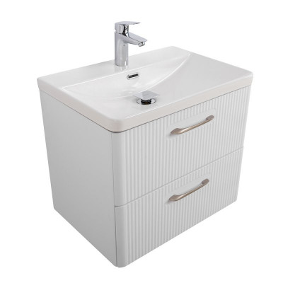 Тумба под раковину подвесная 60см белая глянцевая Belbagno DUE-600-2C-SO-BM-P