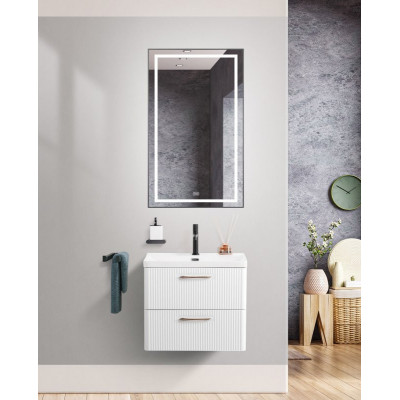 Тумба под раковину подвесная 60см белая глянцевая Belbagno DUE-600-2C-SO-BM-P