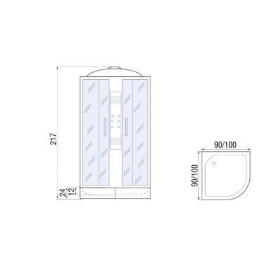 Душевая кабина 90x90 River TEMZA 90/24 ТН, тонированное стекло, профиль матовый хром 