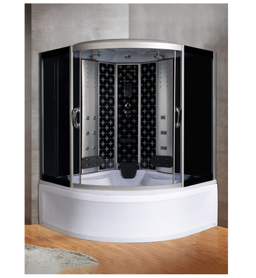 Душевая бокс 150x150 River TEMZA 150/150/55 ТН, тонированное стекло, профиль матовый хром
