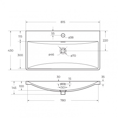 Раковина керамическая 81х43см белая Belbagno BB-8076-3-80