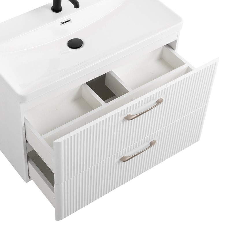Тумба под раковину подвесная 80см белая матовая Belbagno DUE-800-2C-SO-BL-P