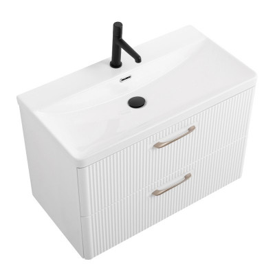 Тумба под раковину подвесная 80см белая матовая Belbagno DUE-800-2C-SO-BL-P