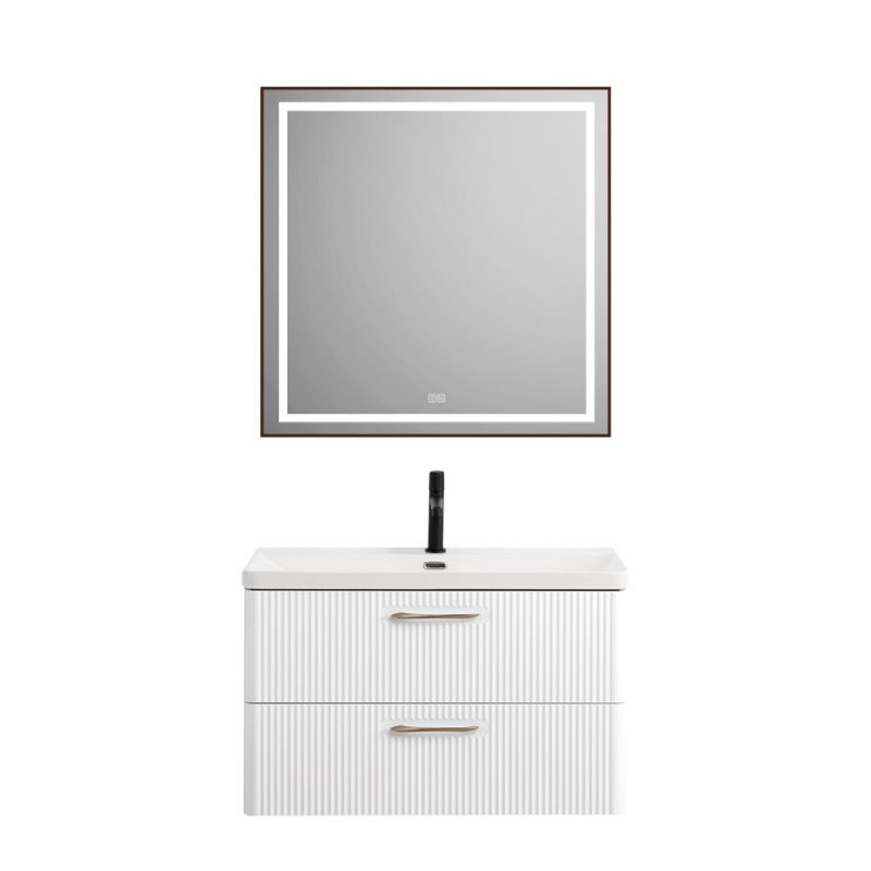 Тумба под раковину подвесная 80см белая матовая Belbagno DUE-800-2C-SO-BL-P