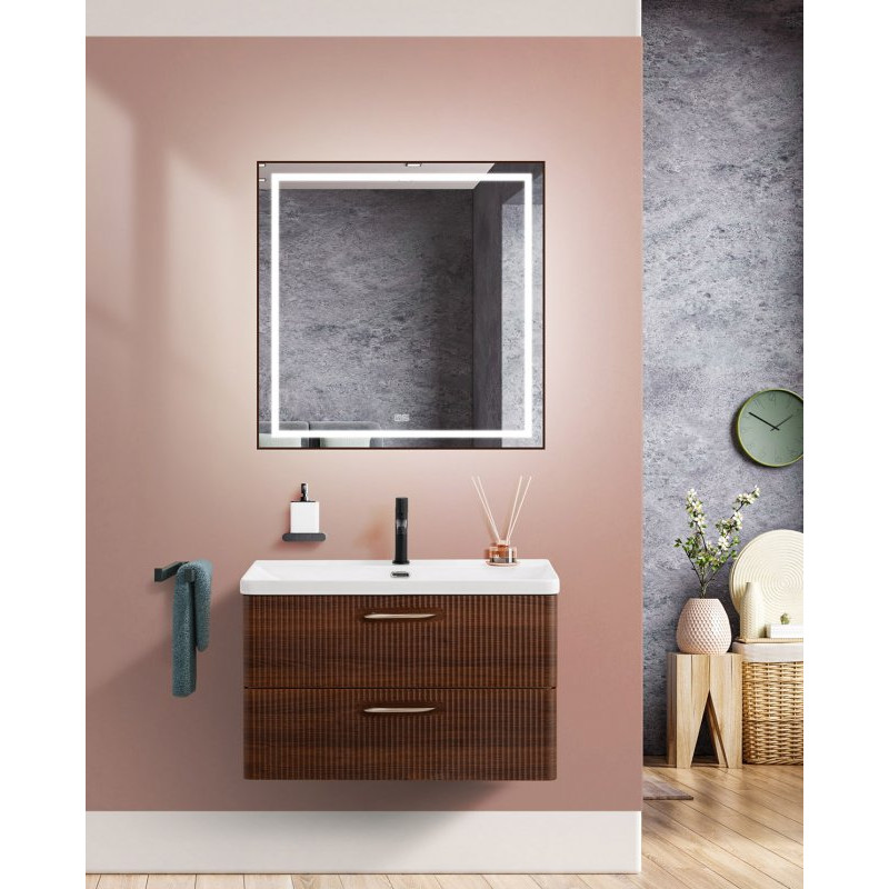 Тумба под раковину подвесная 80см орех Belbagno DUE-800-2C-SO-NOCE-P