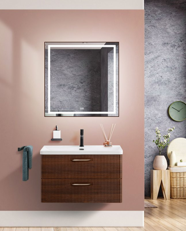Тумба под раковину подвесная 80см орех Belbagno DUE-800-2C-SO-NOCE-P