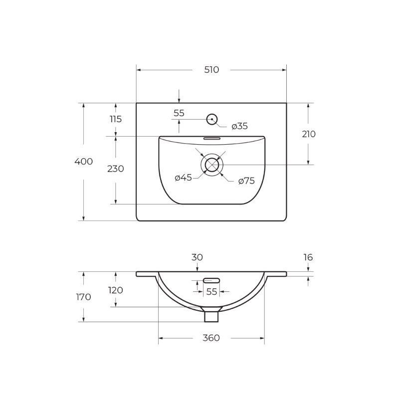 Раковина керамическая 51х40см белая Belbagno BB-8099-3-50
