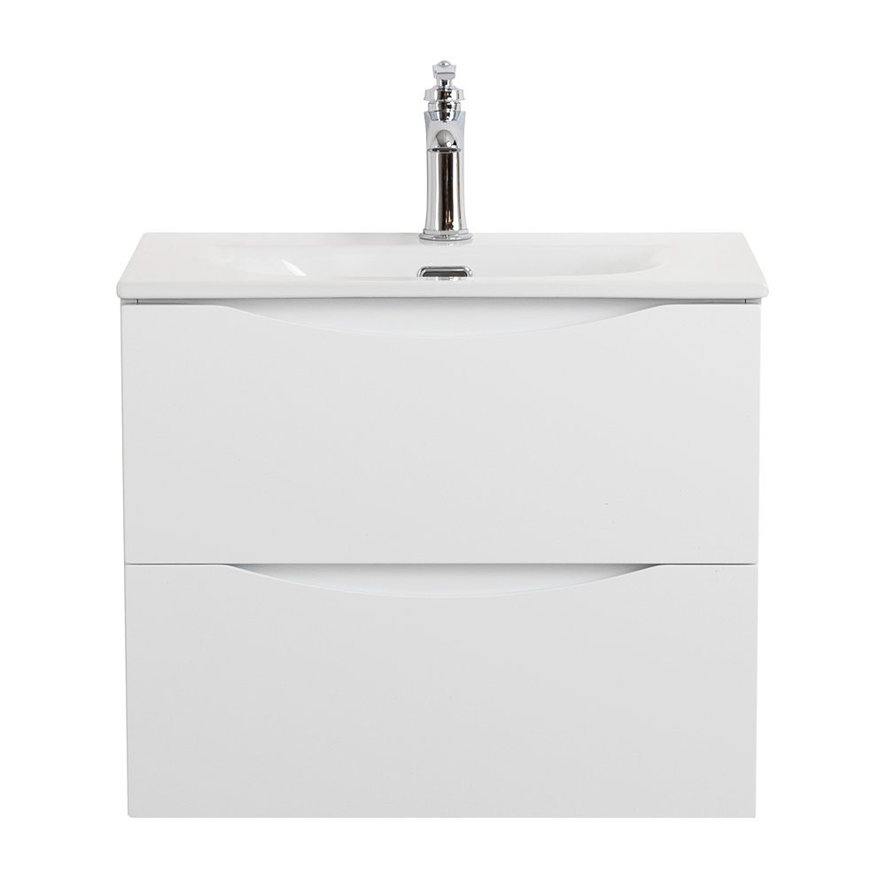 Тумба под раковину подвесная 50см белая глянцевая Belbagno MARINO-CER-MINI-500-2C-SO-BL-P